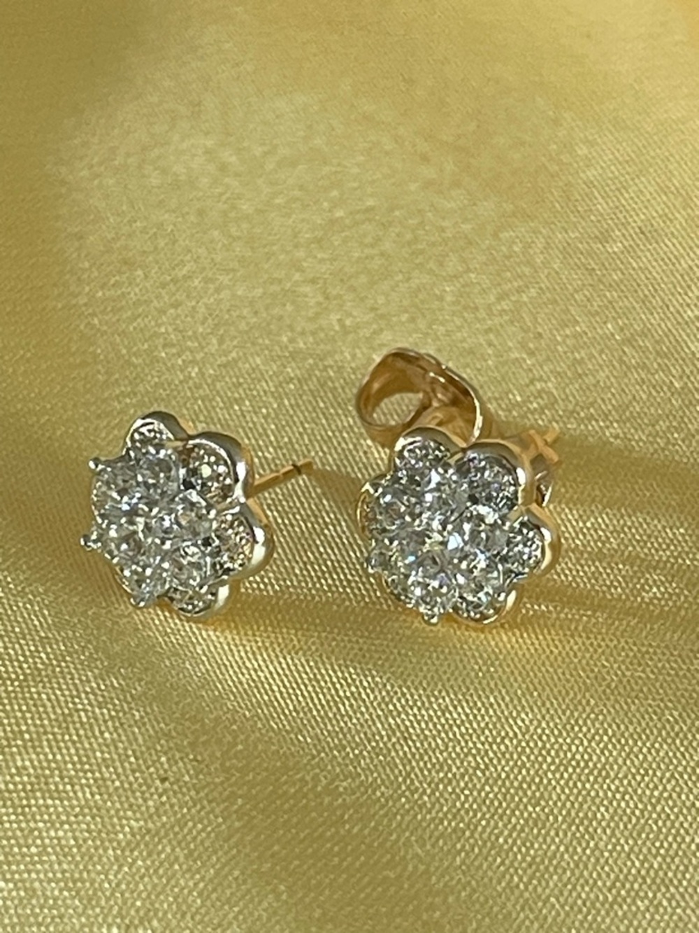 Fashion Jewelry Gold Floral Cluster Crystal Stud Earrings